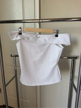 Mango White Off-Shoulder Strapless Top